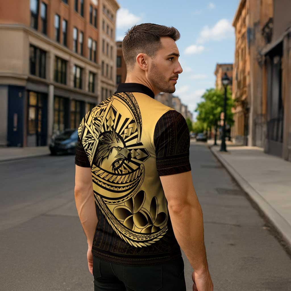 Philippines Eagle Sun Zipper Polo Shirt Filipino Agila Polynesian Tattoo Gold Color LT14 - Polynesian Pride