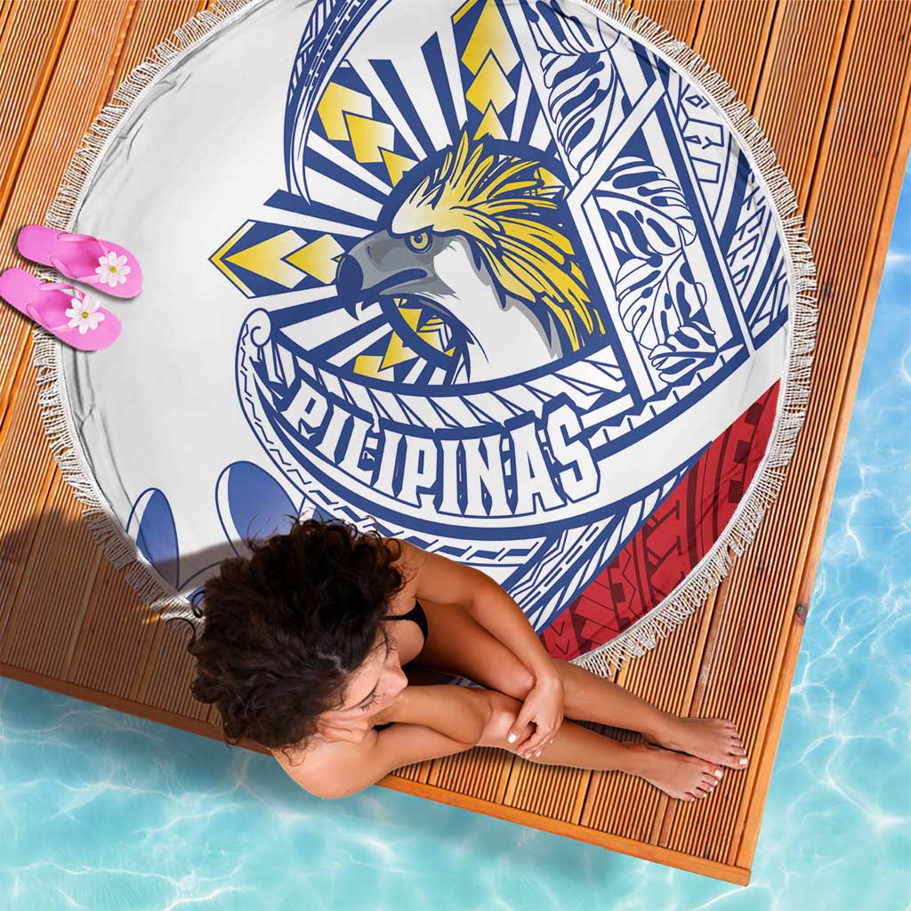 Philippines Eagle Sun Beach Blanket Filipino Agila Polynesian Tattoo Flag Color