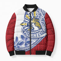 Philippines Eagle Sun Bomber Puffer Jacket Filipino Agila Polynesian Tattoo Flag Color LT14 Unisex Red - Polynesian Pride