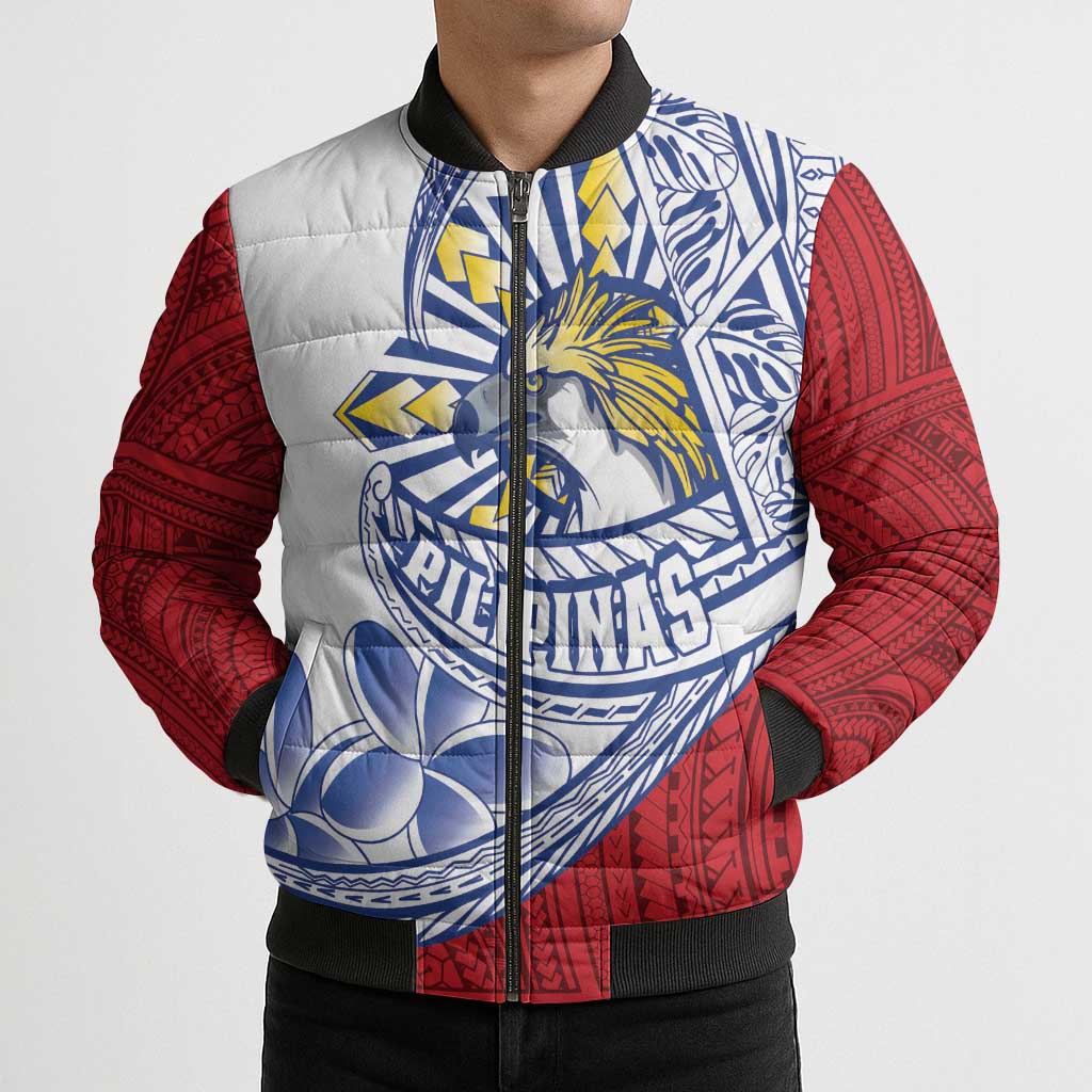 Philippines Eagle Sun Bomber Puffer Jacket Filipino Agila Polynesian Tattoo Flag Color LT14 - Polynesian Pride