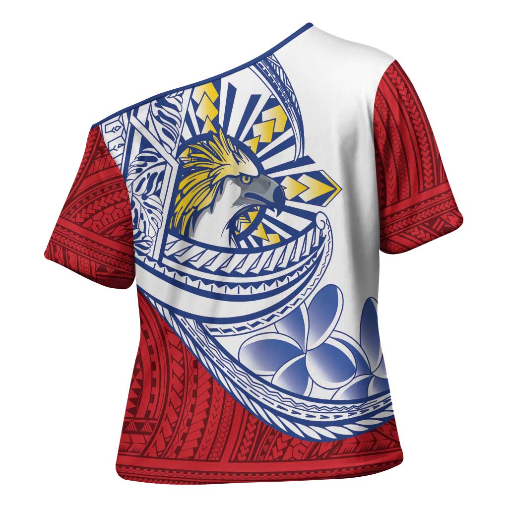 Philippines Eagle Sun Cross Shoulder Shirt Filipino Agila Polynesian Tattoo Flag Color