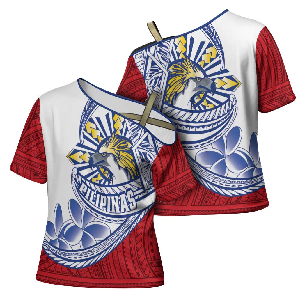 Philippines Eagle Sun Cross Shoulder Shirt Filipino Agila Polynesian Tattoo Flag Color