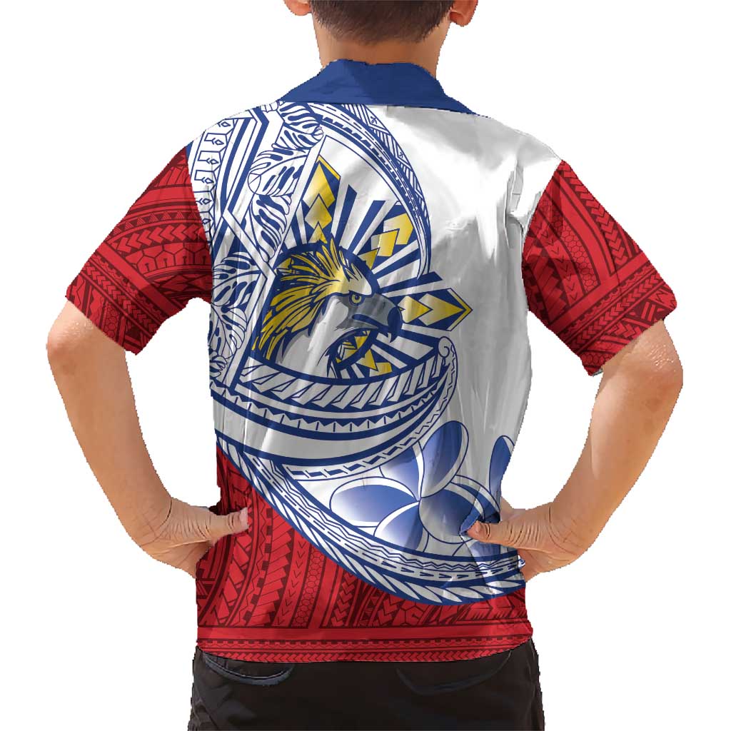 Philippines Eagle Sun Family Matching Long Sleeve Bodycon Dress and Hawaiian Shirt Filipino Agila Polynesian Tattoo Flag Color