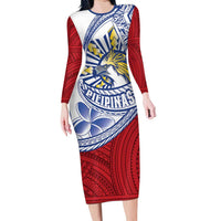 Philippines Eagle Sun Family Matching Long Sleeve Bodycon Dress and Hawaiian Shirt Filipino Agila Polynesian Tattoo Flag Color