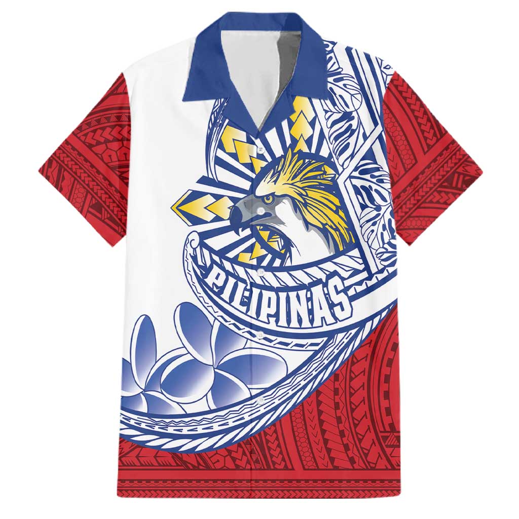 Philippines Eagle Sun Family Matching Off Shoulder Maxi Dress and Hawaiian Shirt Filipino Agila Polynesian Tattoo Flag Color