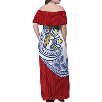 Philippines Eagle Sun Family Matching Off Shoulder Maxi Dress and Hawaiian Shirt Filipino Agila Polynesian Tattoo Flag Color