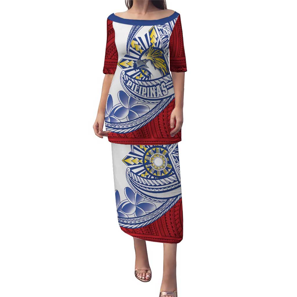 Philippines Eagle Sun Family Matching Puletasi and Hawaiian Shirt Filipino Agila Polynesian Tattoo Flag Color