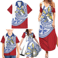 Philippines Eagle Sun Family Matching Summer Maxi Dress and Hawaiian Shirt Filipino Agila Polynesian Tattoo Flag Color