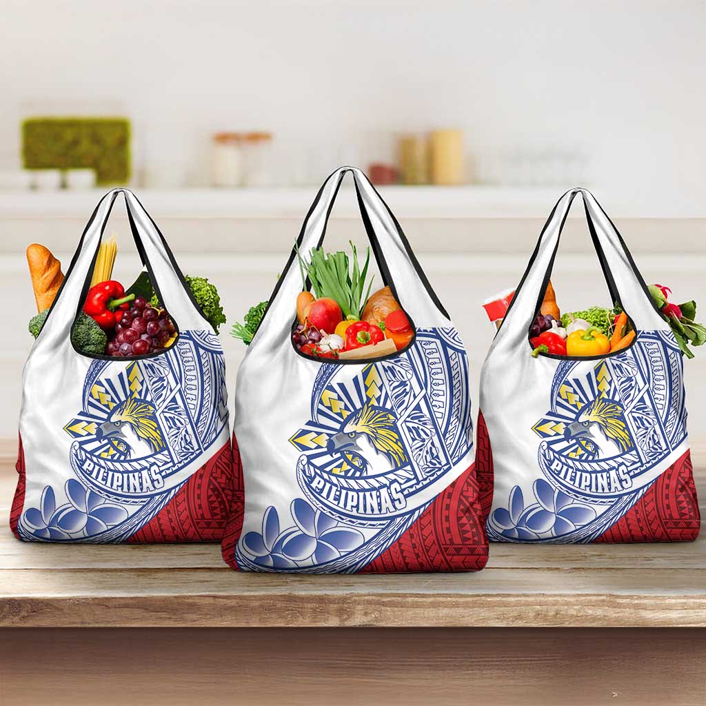 Philippines Eagle Sun Grocery Bag Filipino Agila Polynesian Tattoo Flag Color LT14 3-pack One Size Red - Polynesian Pride