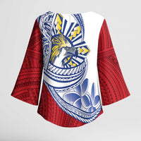 Philippines Eagle Sun Kimono Sleeve Blouse Filipino Agila Polynesian Tattoo Flag Color LT14 - Polynesian Pride