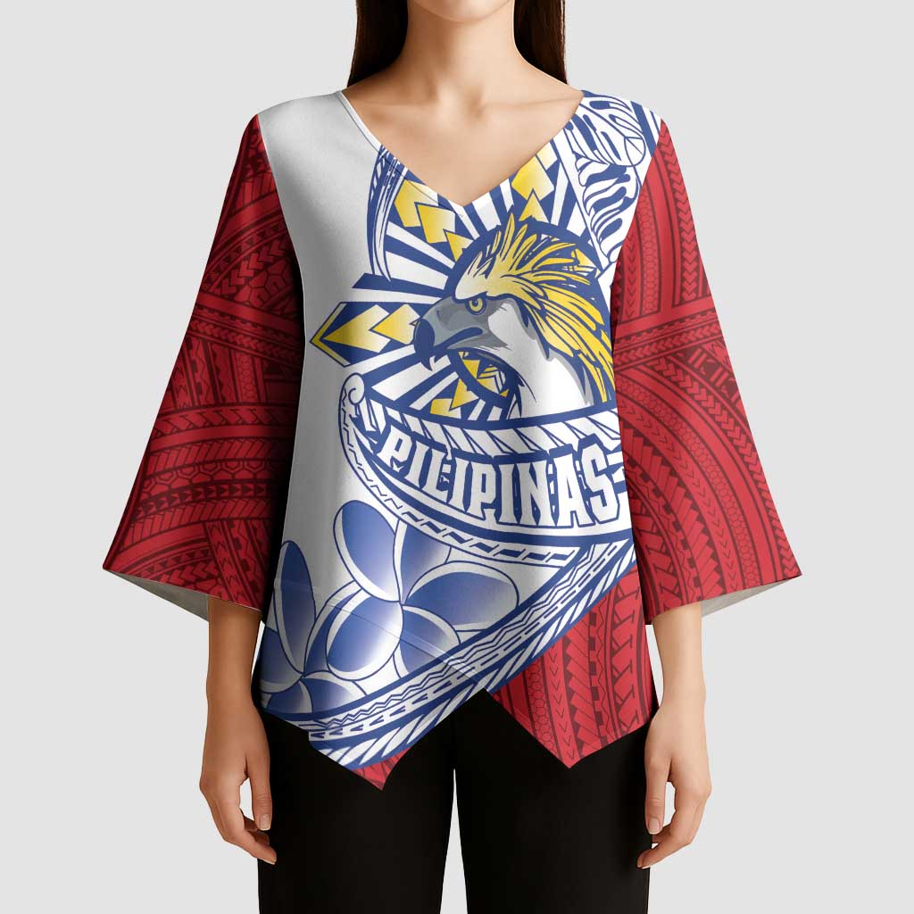 Philippines Eagle Sun Kimono Sleeve Blouse Filipino Agila Polynesian Tattoo Flag Color LT14 - Polynesian Pride