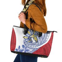 Philippines Eagle Sun Leather Tote Bag Filipino Agila Polynesian Tattoo Flag Color