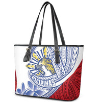 Philippines Eagle Sun Leather Tote Bag Filipino Agila Polynesian Tattoo Flag Color