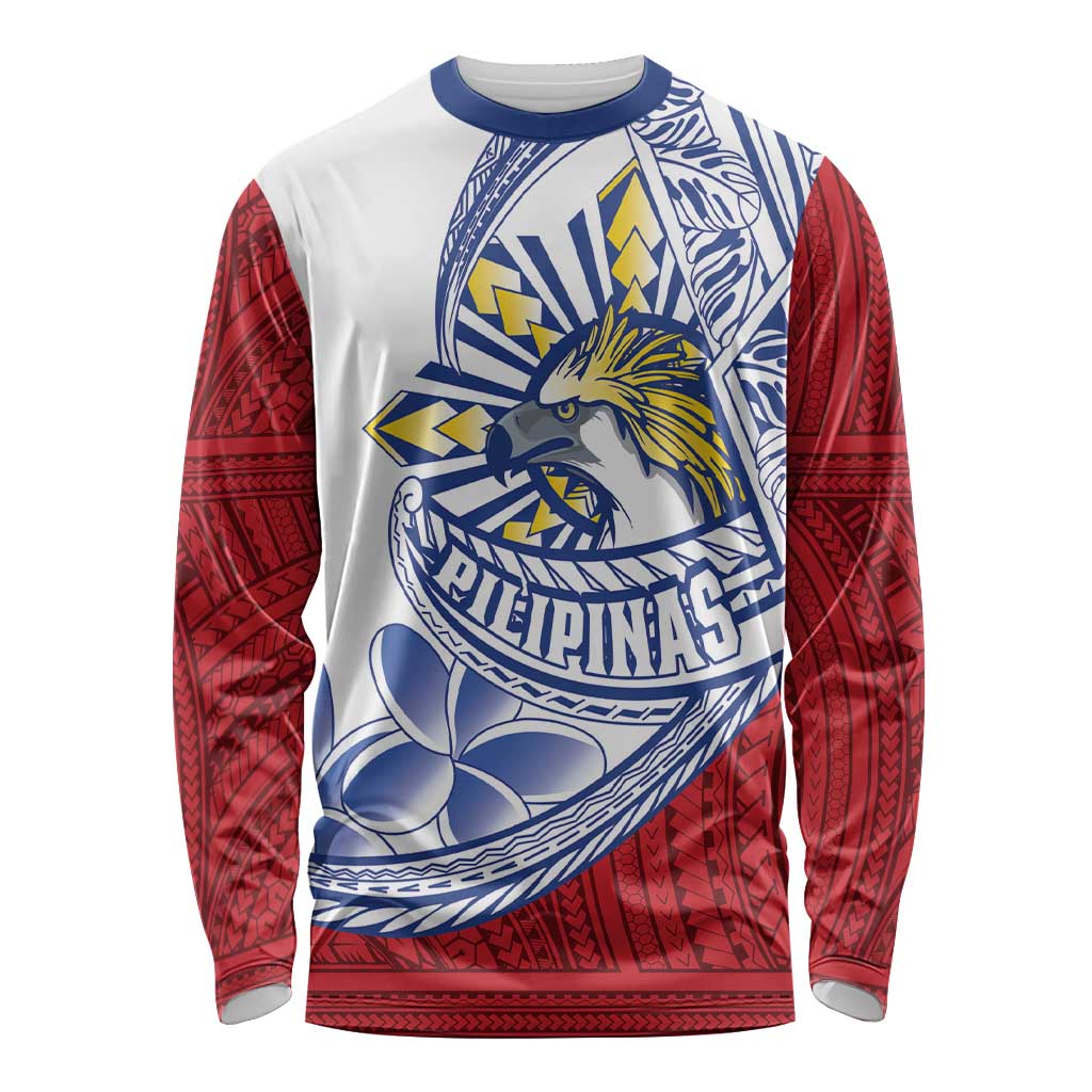 Philippines Eagle Sun Long Sleeve Shirt Filipino Agila Polynesian Tattoo Flag Color LT14 Unisex Red - Polynesian Pride