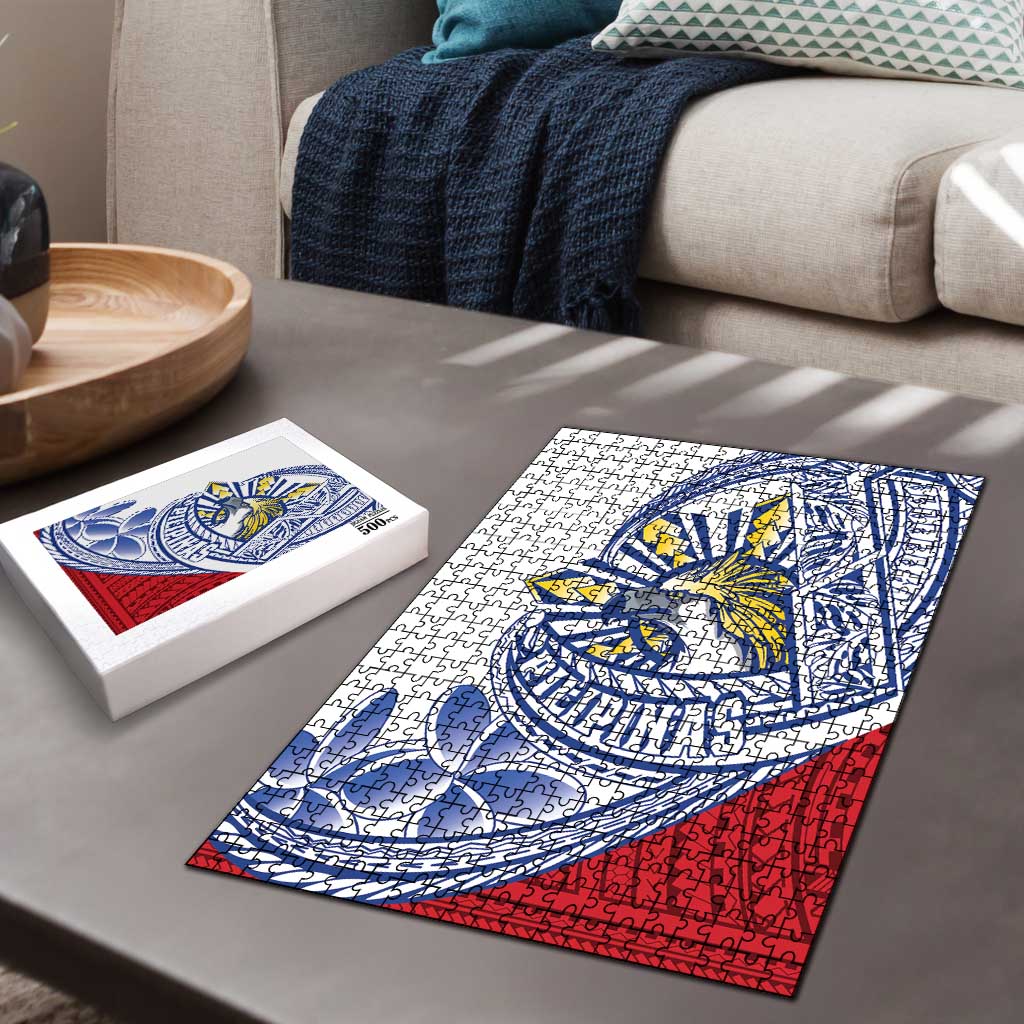 Philippines Eagle Sun Puzzle Filipino Agila Polynesian Tattoo Flag Color LT14 - Polynesian Pride