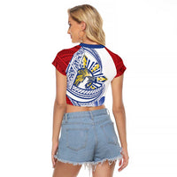 Philippines Eagle Sun Raglan Cropped T Shirt Filipino Agila Polynesian Tattoo Flag Color