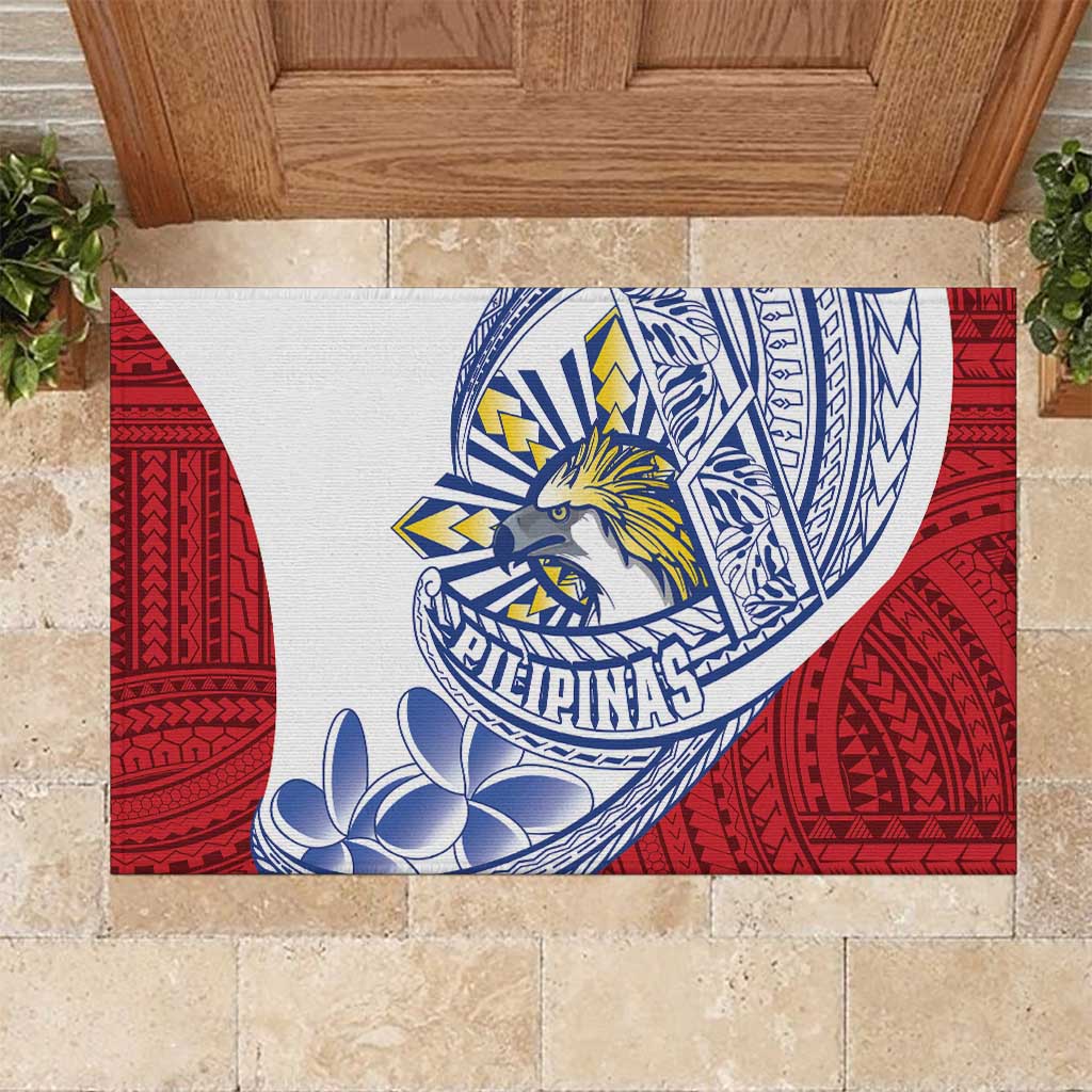 Philippines Eagle Sun Rubber Doormat Filipino Agila Polynesian Tattoo Flag Color LT14 Red - Polynesian Pride