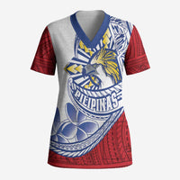 Philippines Eagle Sun Scrub Top Filipino Agila Polynesian Tattoo Flag Color LT14 Adult Red - Polynesian Pride