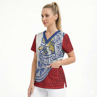 Philippines Eagle Sun Scrub Top Filipino Agila Polynesian Tattoo Flag Color LT14 - Polynesian Pride