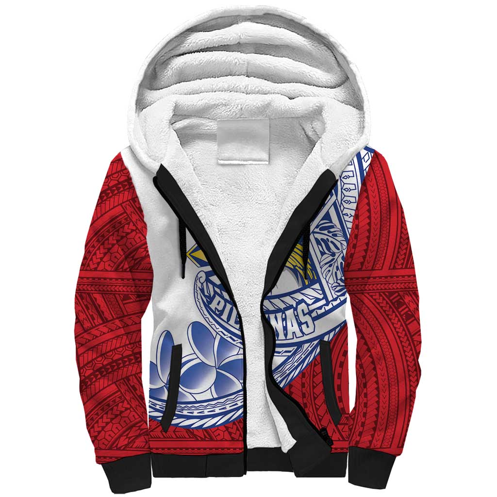 Philippines Eagle Sun Sherpa Hoodie Filipino Agila Polynesian Tattoo Flag Color LT14 Unisex Red - Polynesian Pride