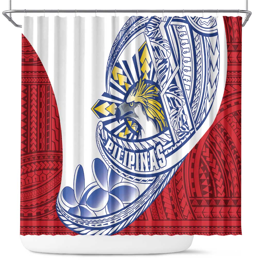 Philippines Eagle Sun Shower Curtain Filipino Agila Polynesian Tattoo Flag Color LT14 Red - Polynesian Pride