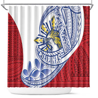 Philippines Eagle Sun Shower Curtain Filipino Agila Polynesian Tattoo Flag Color LT14 Red - Polynesian Pride