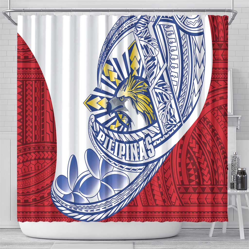 Philippines Eagle Sun Shower Curtain Filipino Agila Polynesian Tattoo Flag Color LT14 - Polynesian Pride