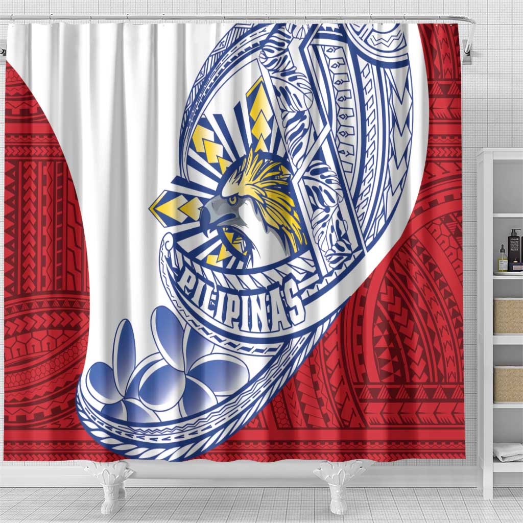 Philippines Eagle Sun Shower Curtain Filipino Agila Polynesian Tattoo Flag Color LT14 - Polynesian Pride