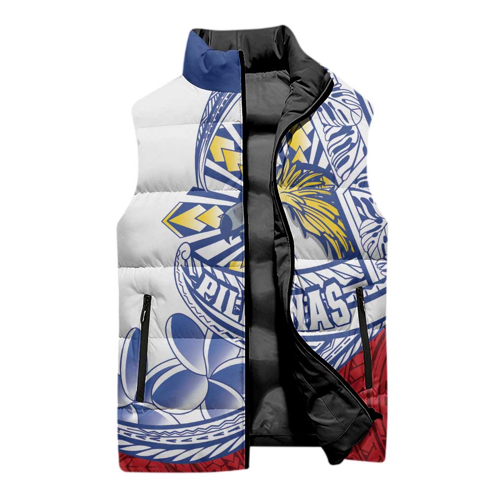 Philippines Eagle Sun Sleeveless Puffer Jacket Filipino Agila Polynesian Tattoo Flag Color LT14 - Polynesian Pride
