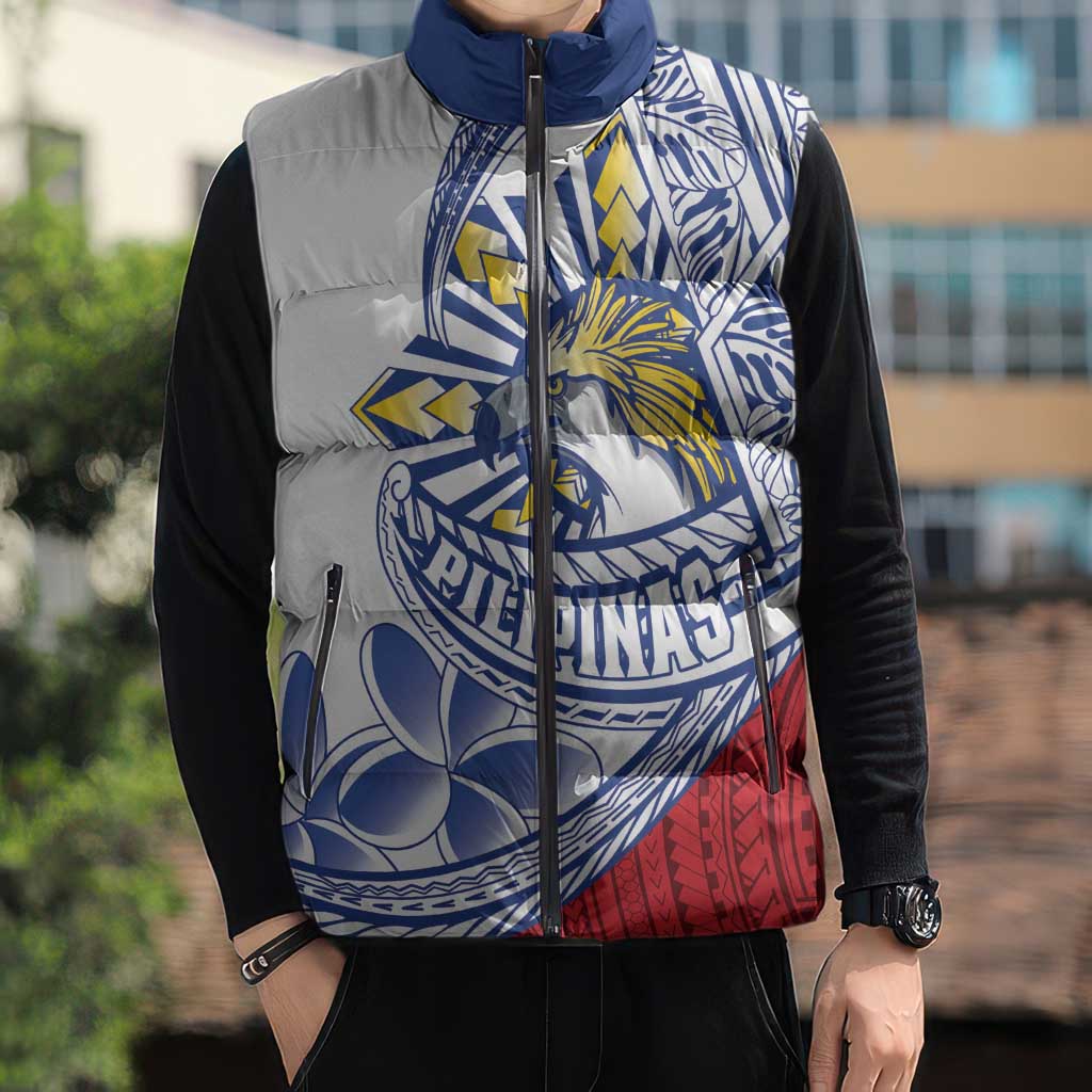 Philippines Eagle Sun Sleeveless Puffer Jacket Filipino Agila Polynesian Tattoo Flag Color LT14 - Polynesian Pride