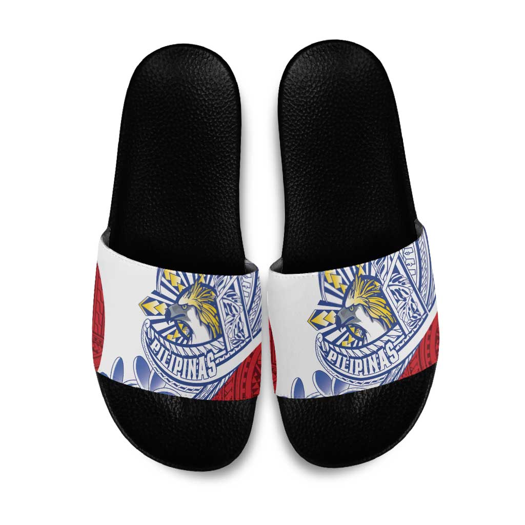 Philippines Eagle Sun Slide Sandals Filipino Agila Polynesian Tattoo Flag Color LT14 Red - Polynesian Pride