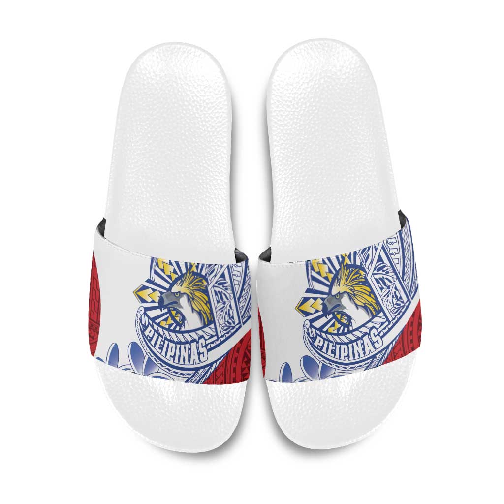 Philippines Eagle Sun Slide Sandals Filipino Agila Polynesian Tattoo Flag Color LT14 Red - Polynesian Pride