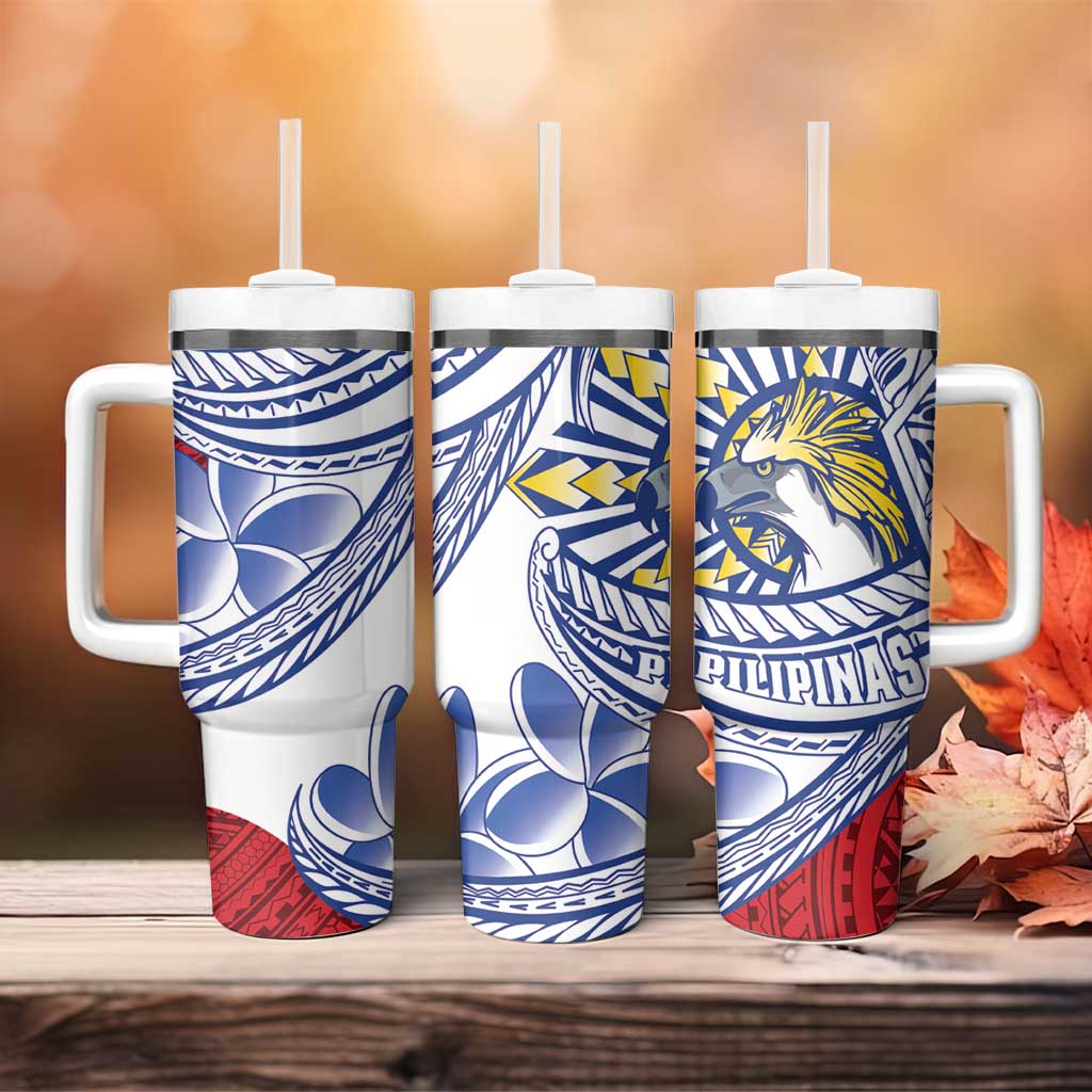 Philippines Eagle Sun Tumbler With Handle Filipino Agila Polynesian Tattoo Flag Color LT14 - Polynesian Pride