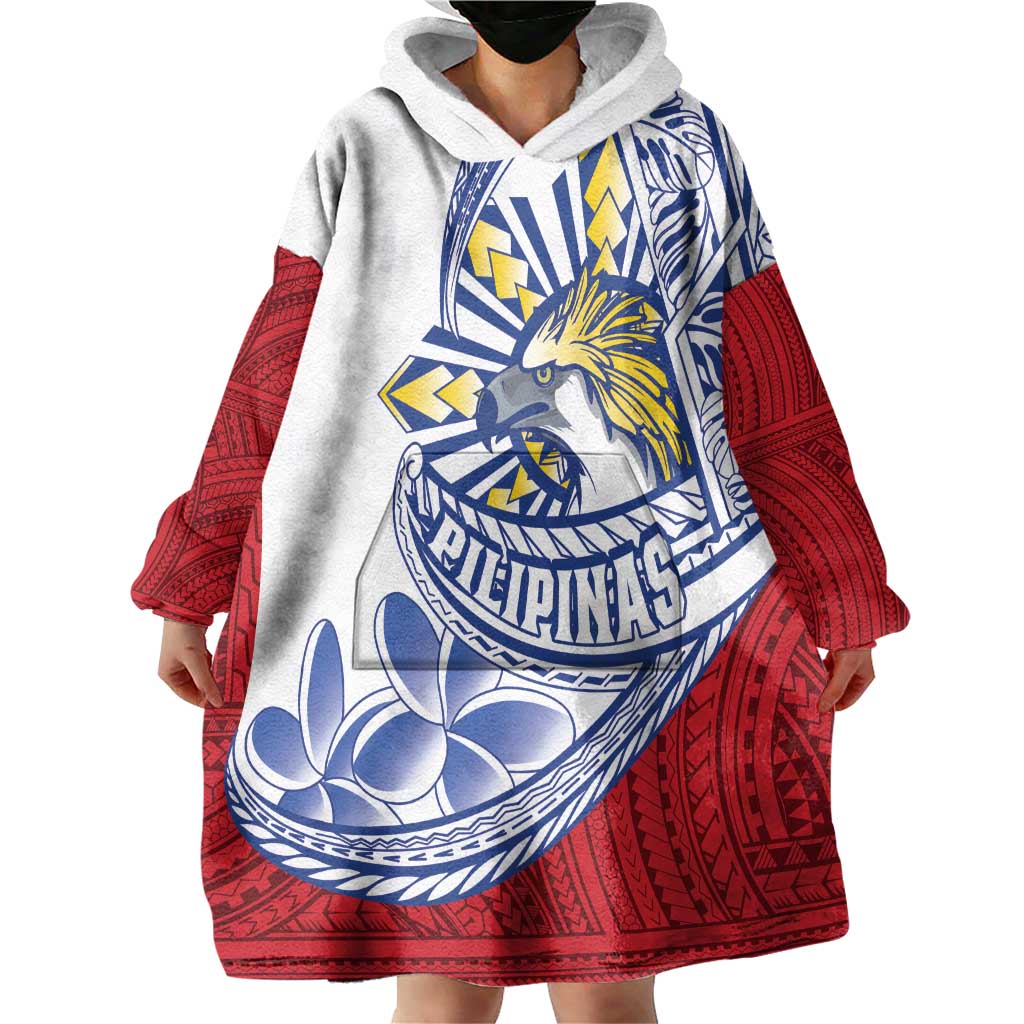 Philippines Eagle Sun Wearable Blanket Hoodie Filipino Agila Polynesian Tattoo Flag Color LT14 - Polynesian Pride