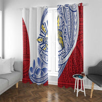 Philippines Eagle Sun Window Curtain Filipino Agila Polynesian Tattoo Flag Color LT14 With Grommets Red - Polynesian Pride