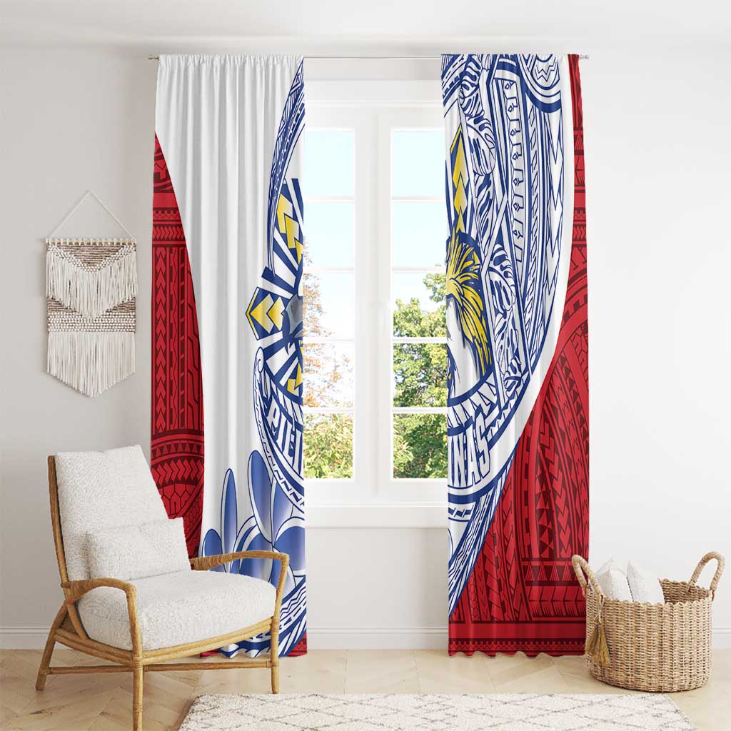 Philippines Eagle Sun Window Curtain Filipino Agila Polynesian Tattoo Flag Color LT14 - Polynesian Pride
