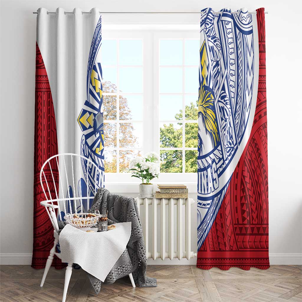 Philippines Eagle Sun Window Curtain Filipino Agila Polynesian Tattoo Flag Color LT14 - Polynesian Pride