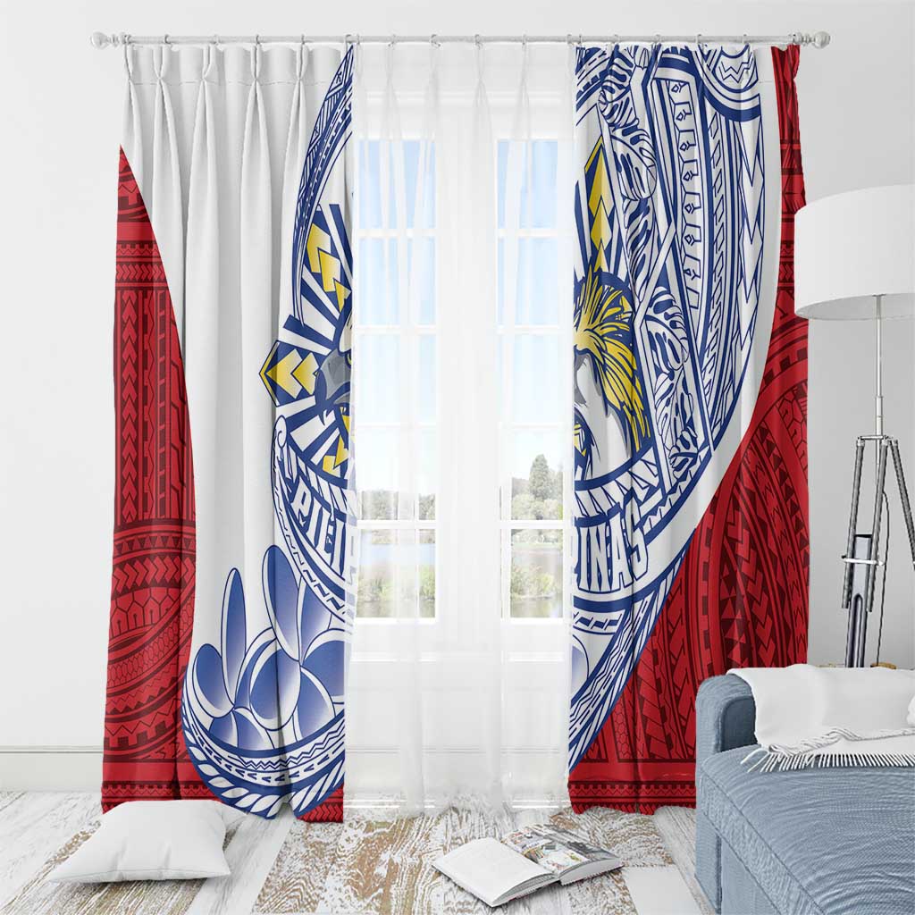 Philippines Eagle Sun Window Curtain Filipino Agila Polynesian Tattoo Flag Color LT14 - Polynesian Pride