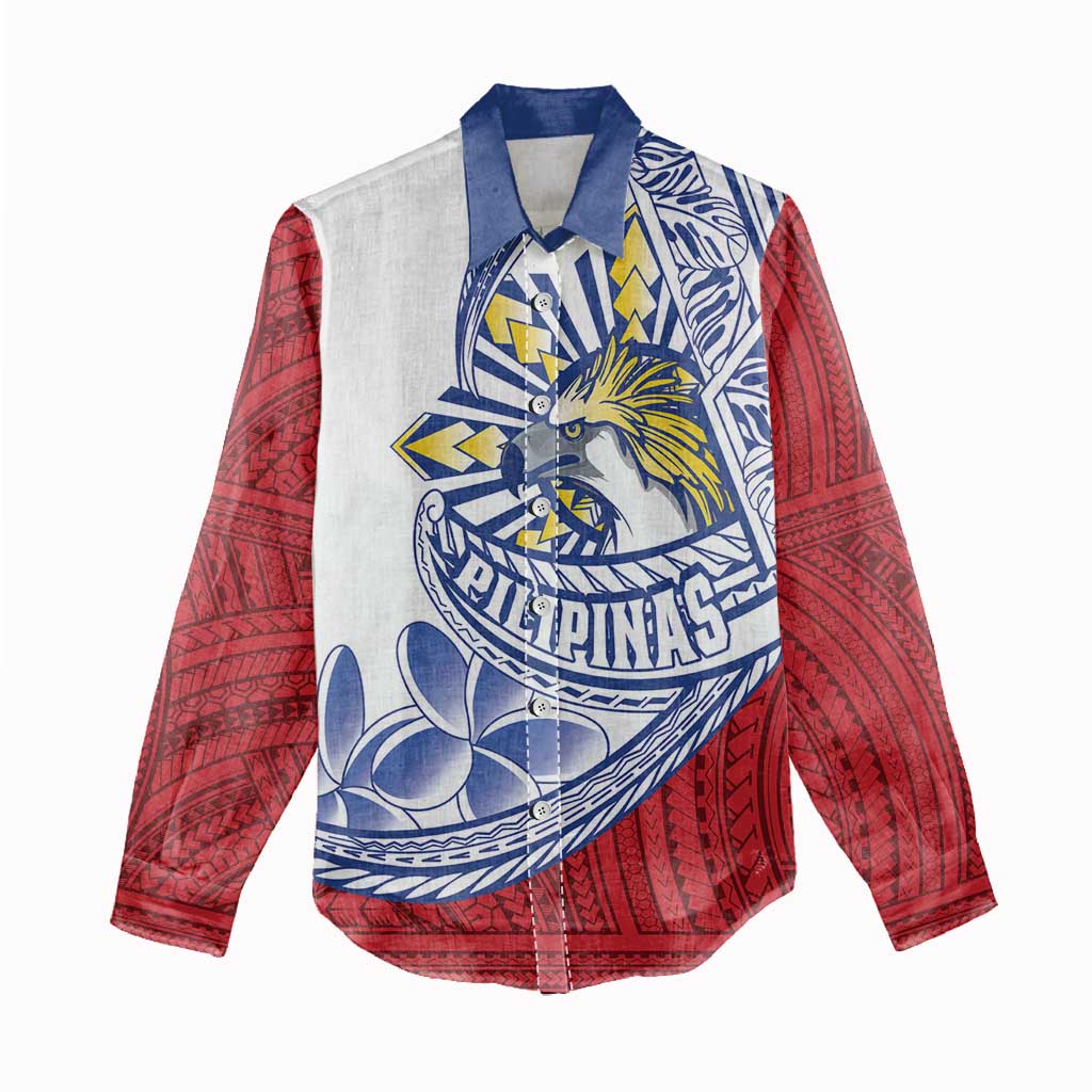 Philippines Eagle Sun Women Casual Shirt Filipino Agila Polynesian Tattoo Flag Color LT14 - Polynesian Pride