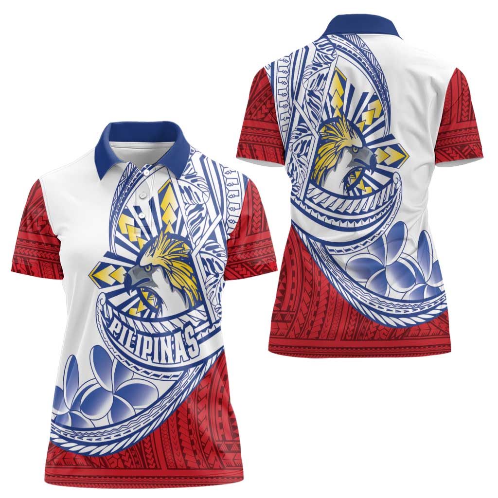 Philippines Eagle Sun Women Polo Shirt Filipino Agila Polynesian Tattoo Flag Color LT14 - Polynesian Pride