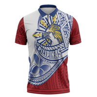Philippines Eagle Sun Zipper Polo Shirt Filipino Agila Polynesian Tattoo Flag Color LT14 Red - Polynesian Pride