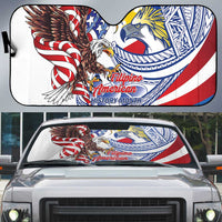 Filipino American History Month Auto Sun Shade Philippines Agila USA Eagle Mix Flag LT14 Blue - Polynesian Pride