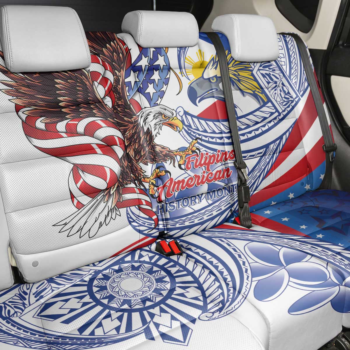 Filipino American History Month Back Car Seat Cover Philippines Agila USA Eagle Mix Flag LT14 - Polynesian Pride
