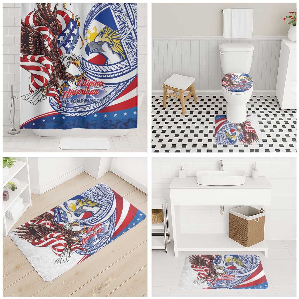 Filipino American History Month Bathroom Set Philippines Agila USA Eagle Mix Flag LT14 - Polynesian Pride