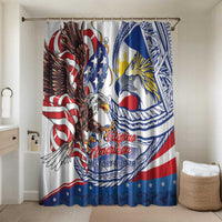 Filipino American History Month Bathroom Set Philippines Agila USA Eagle Mix Flag LT14 Shower Curtain Only Blue - Polynesian Pride