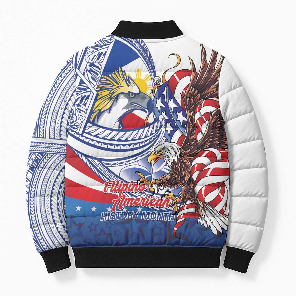 Filipino American History Month Bomber Puffer Jacket Philippines Agila USA Eagle Mix Flag LT14 - Polynesian Pride