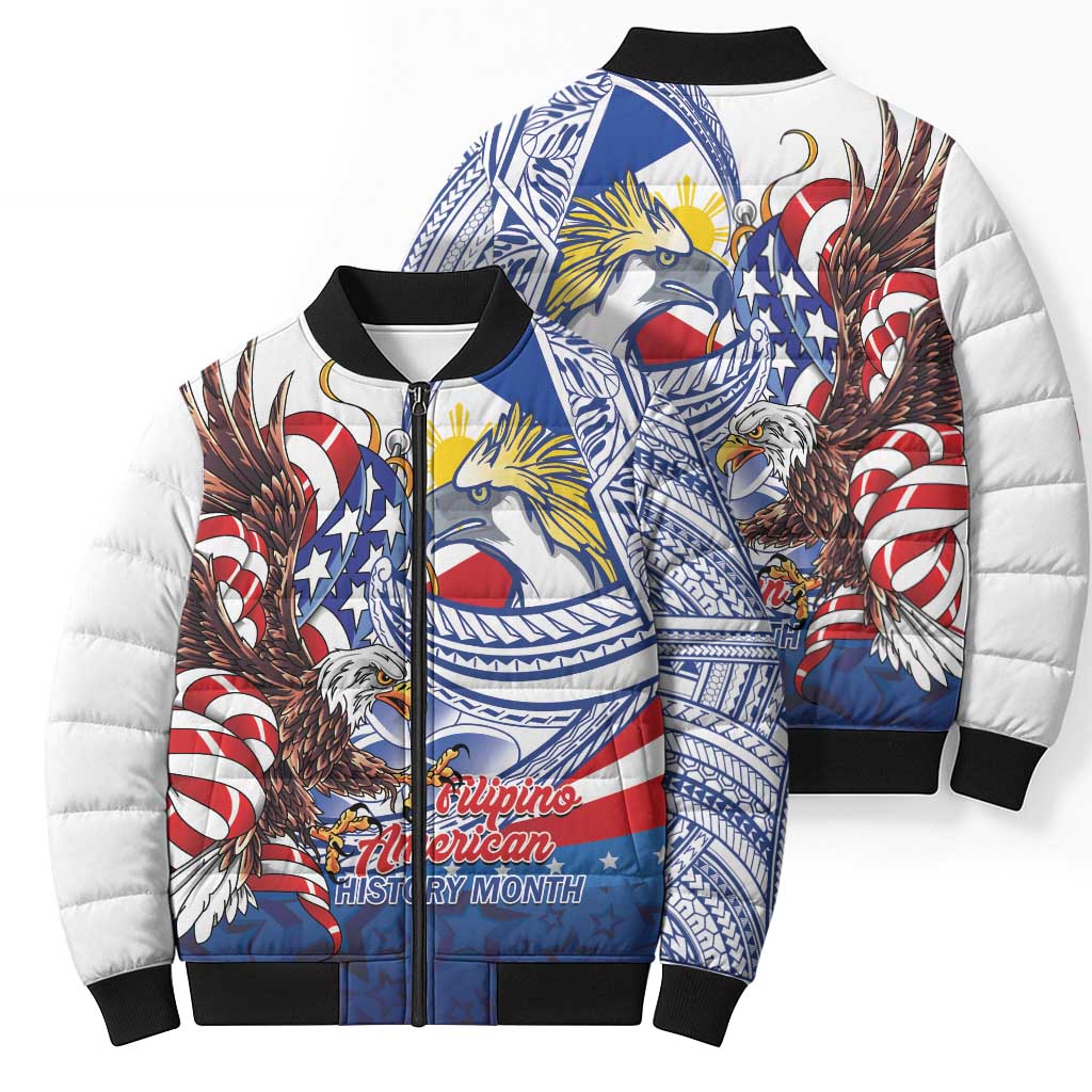 Filipino American History Month Bomber Puffer Jacket Philippines Agila USA Eagle Mix Flag LT14 - Polynesian Pride