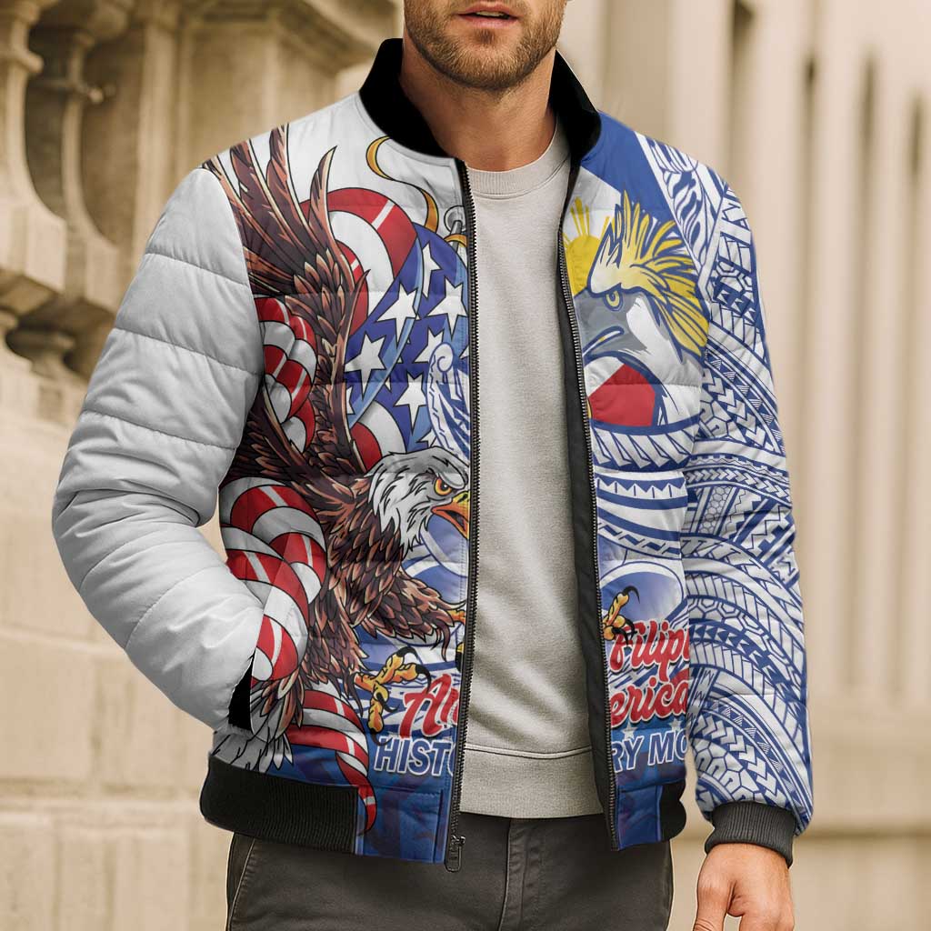 Filipino American History Month Bomber Puffer Jacket Philippines Agila USA Eagle Mix Flag LT14 - Polynesian Pride
