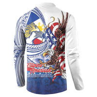 Filipino American History Month Button Sweatshirt Philippines Agila USA Eagle Mix Flag LT14 - Polynesian Pride
