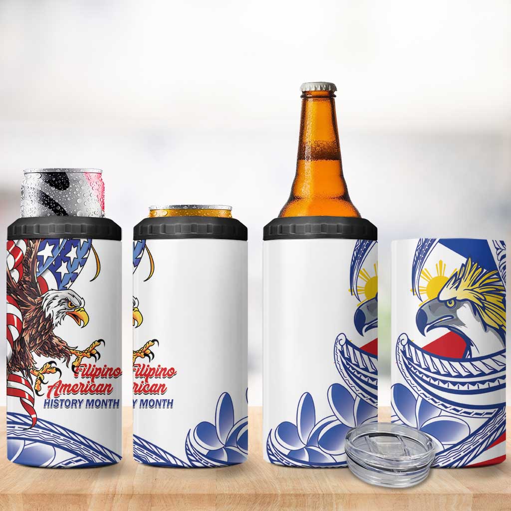 Filipino American History Month 4 in 1 Can Cooler Tumbler Philippines Agila USA Eagle Mix Flag